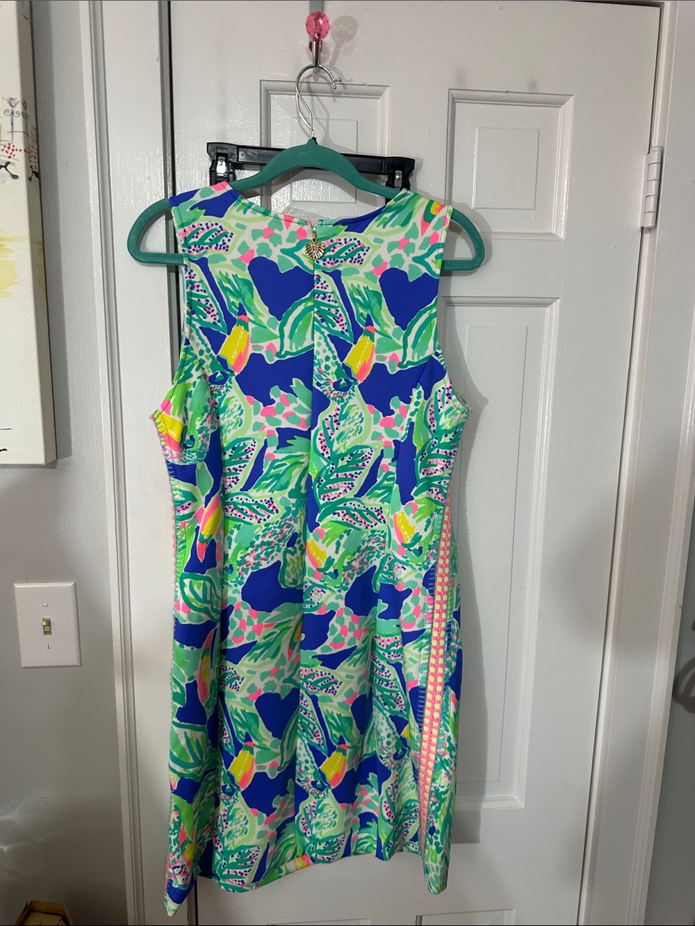 Lilly Pulitzer Mila Shift Dress"  "Beckon Blue Wake Up Call" pattern size large - Picture 5 of 5